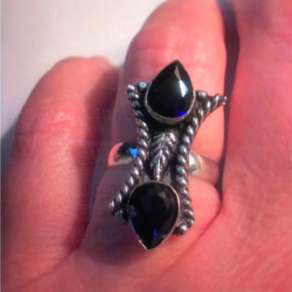 Blue Sapphire Stamped 925 Sterling Silver Ring